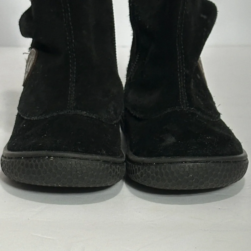 Livie & Luca girls Black Suede Boots with Button Accents size 6